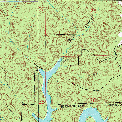 Topographic Map of Box Creek, AL