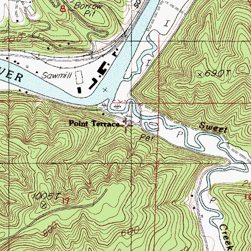Topographic Map of Point Terrace, OR