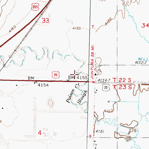 Topographic Map of Poison Creek, OR