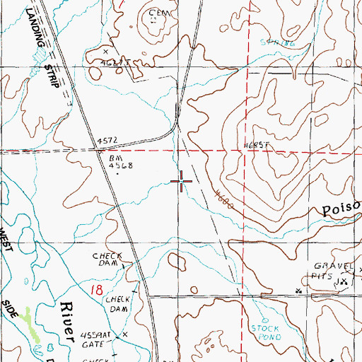 Topographic Map of Poison Creek, OR
