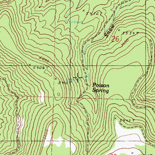 Topographic Map of Poison Spring, OR