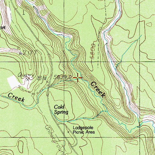 Topographic Map of Pole Bridge Creek, OR