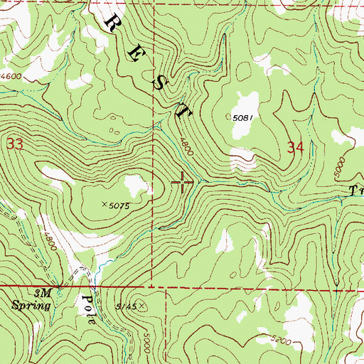 Topographic Map of Pole Bridge Creek, OR