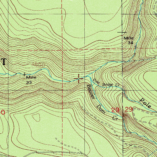 Topographic Map of Pole Bridge Creek, OR