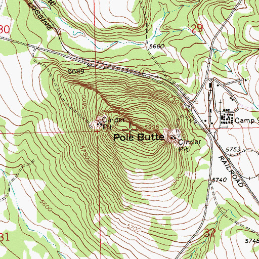 Topographic Map of Pole Butte, OR