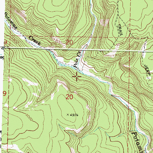 Topographic Map of Pole Creek, OR
