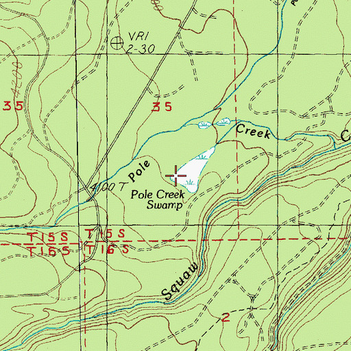 Topographic Map of Pole Creek Swamp, OR