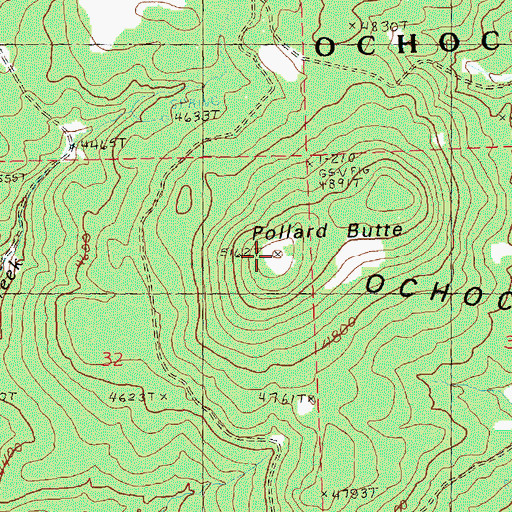 Topographic Map of Pollard Butte, OR