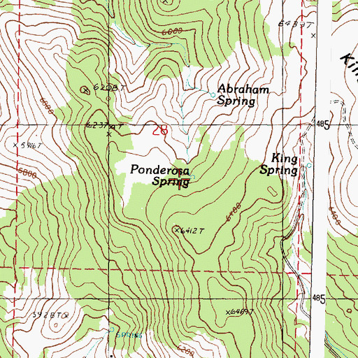 Topographic Map of Ponderosa Spring, OR