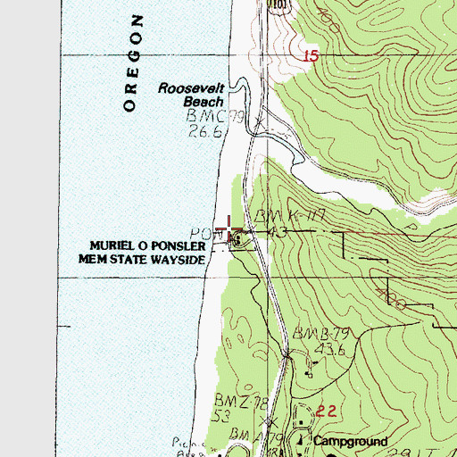 Topographic Map of Muriel O Ponsler Memorial State Scenic Viewpoint, OR