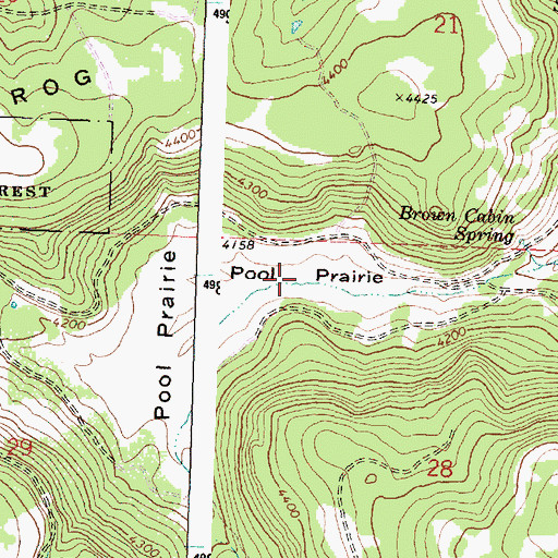 Topographic Map of Pool Prairie, OR