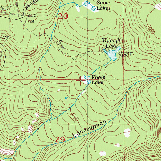 Topographic Map of Poole Lake, OR