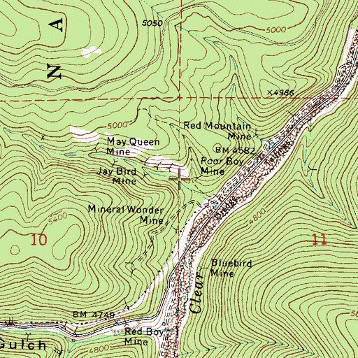 Topographic Map of Poor Boy Mine, OR