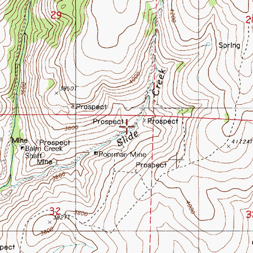 Topographic Map of Poorman Mine, OR