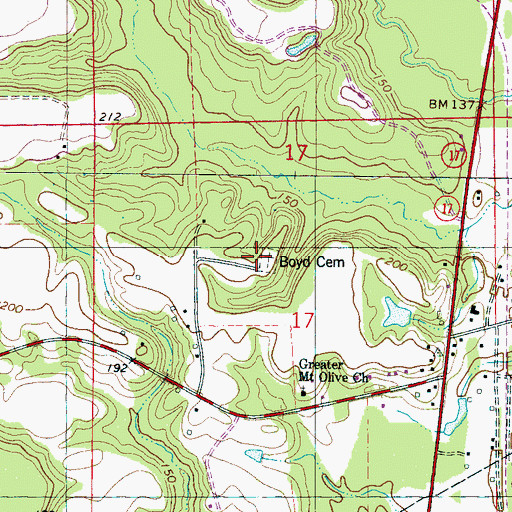 Topographic Map of Boyd Cemetery, AL