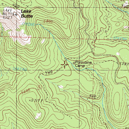 Topographic Map of Porcupine Camp, OR