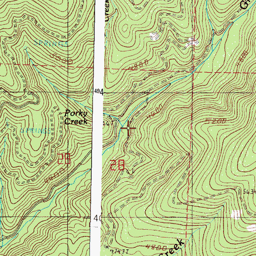 Topographic Map of Porky Creek, OR