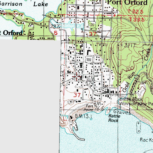 Topographic Map of Port Orford, OR