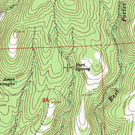 Topographic Map of Port Spring, OR