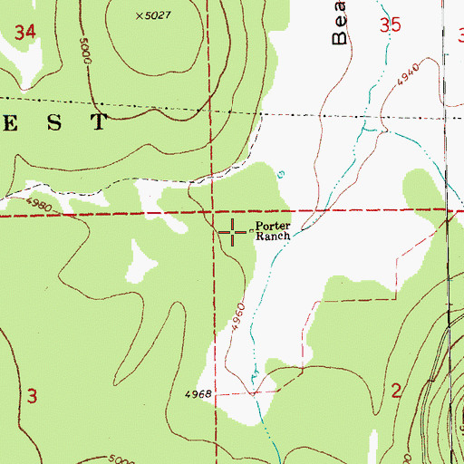 Topographic Map of Porter Ranch, OR