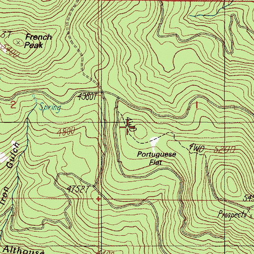 Topographic Map of Portuguese Flat, OR
