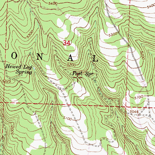 Topographic Map of Post Spring, OR