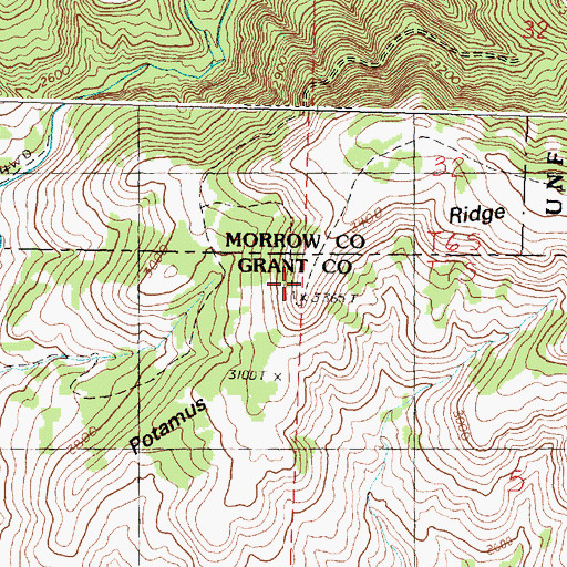 Topographic Map of Potamus Ridge, OR