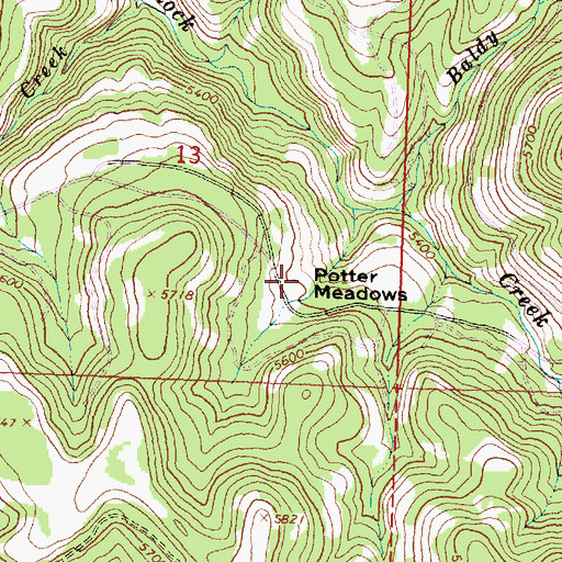 Topographic Map of Potter Meadows, OR