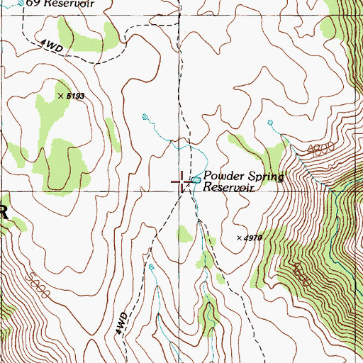 Topographic Map of Powder Spring Reservoir, OR