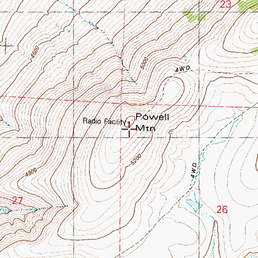 Topographic Map of Powell Mountain, OR