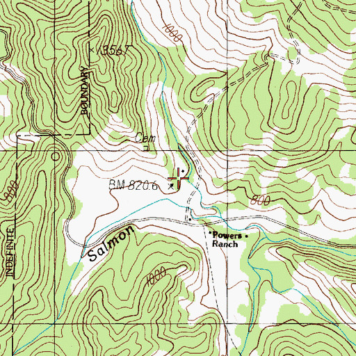 Topographic Map of Powers Ranch, OR