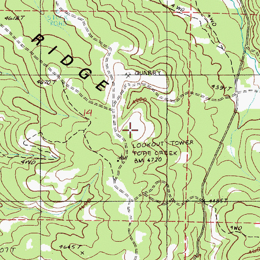 Topographic Map of Powwatka Ridge, OR