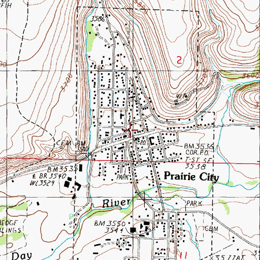 Topographic Map of Prairie City, OR