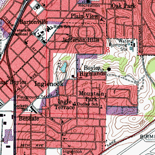 Topographic Map of Boyles Highlands, AL