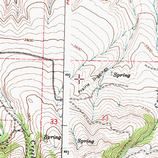 Topographic Map of Prairie Diggings, OR