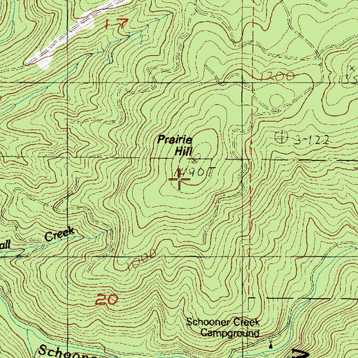 Topographic Map of Prairie Hill, OR