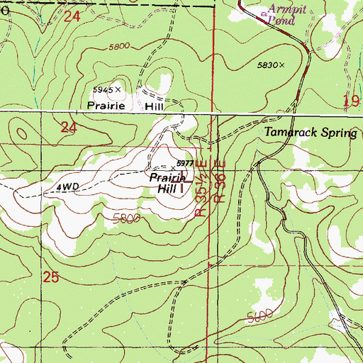 Topographic Map of Prairie Hill, OR