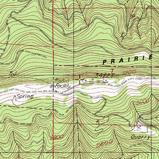 Topographic Map of Prairie Mountain, OR