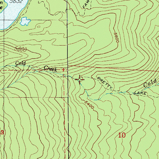 Topographic Map of Pretty Lake Trail, OR