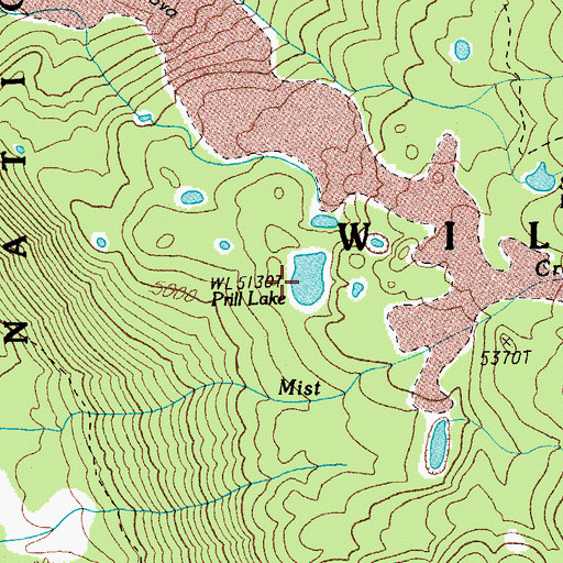 Topographic Map of Prill Lake, OR
