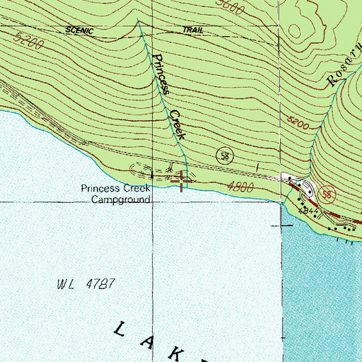 Topographic Map of Princess Creek, OR