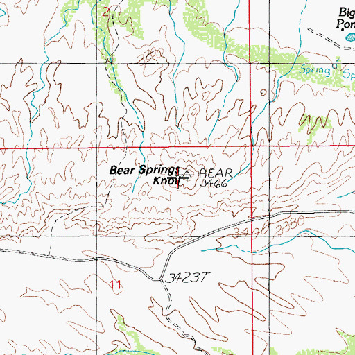 Topographic Map of Bear Springs Knoll, AZ