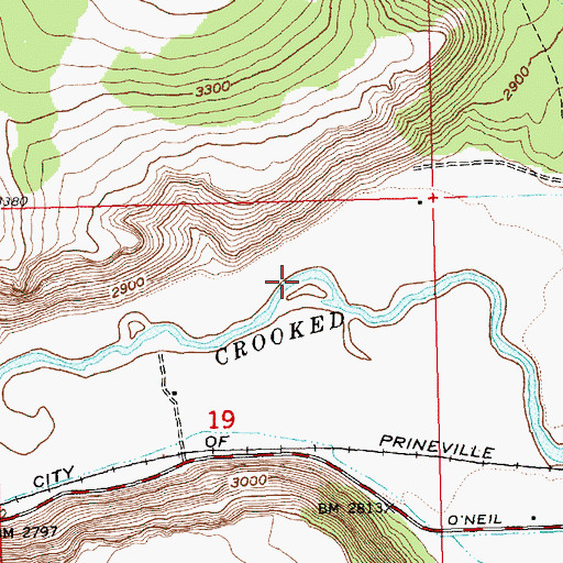 Topographic Map of Prineville Valley, OR