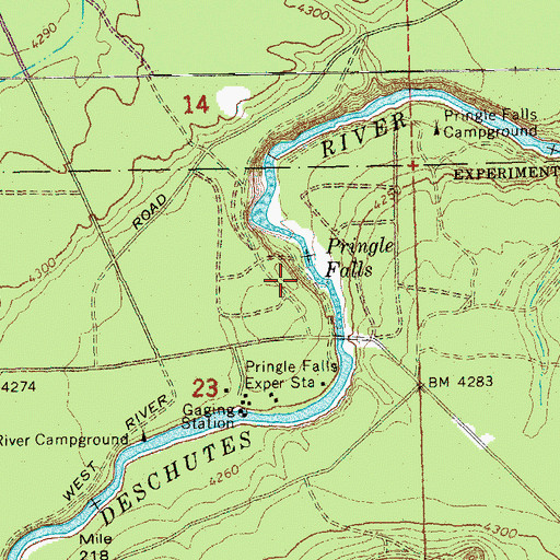 Topographic Map of Pringle Falls, OR