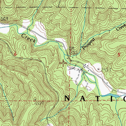 Topographic Map of Prospect Creek, OR