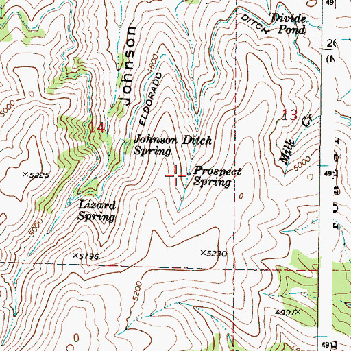 Topographic Map of Prospect Spring, OR