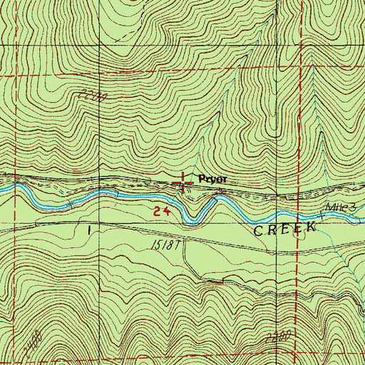 Topographic Map of Pryor, OR