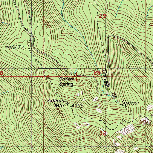 Topographic Map of Pucker Spring, OR