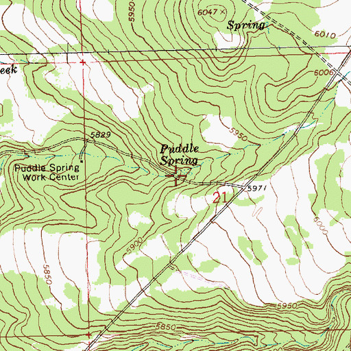 Topographic Map of Puddle Spring, OR