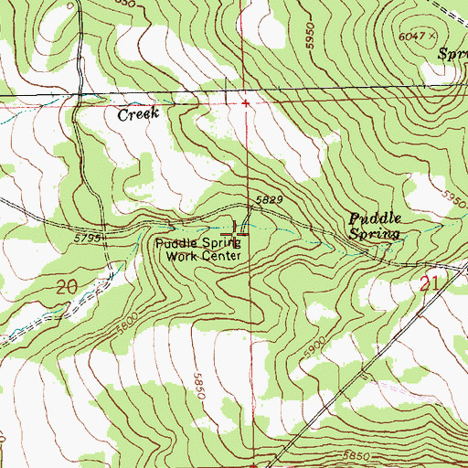 Topographic Map of Puddle Spring Work Center, OR